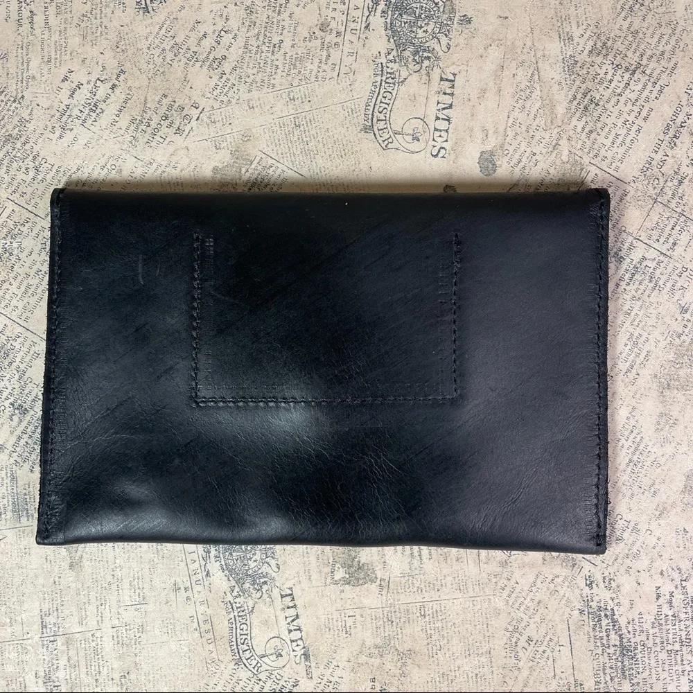 Parker Clay Black Leather Wallet Card Holder Travel Document Pouch Organizer